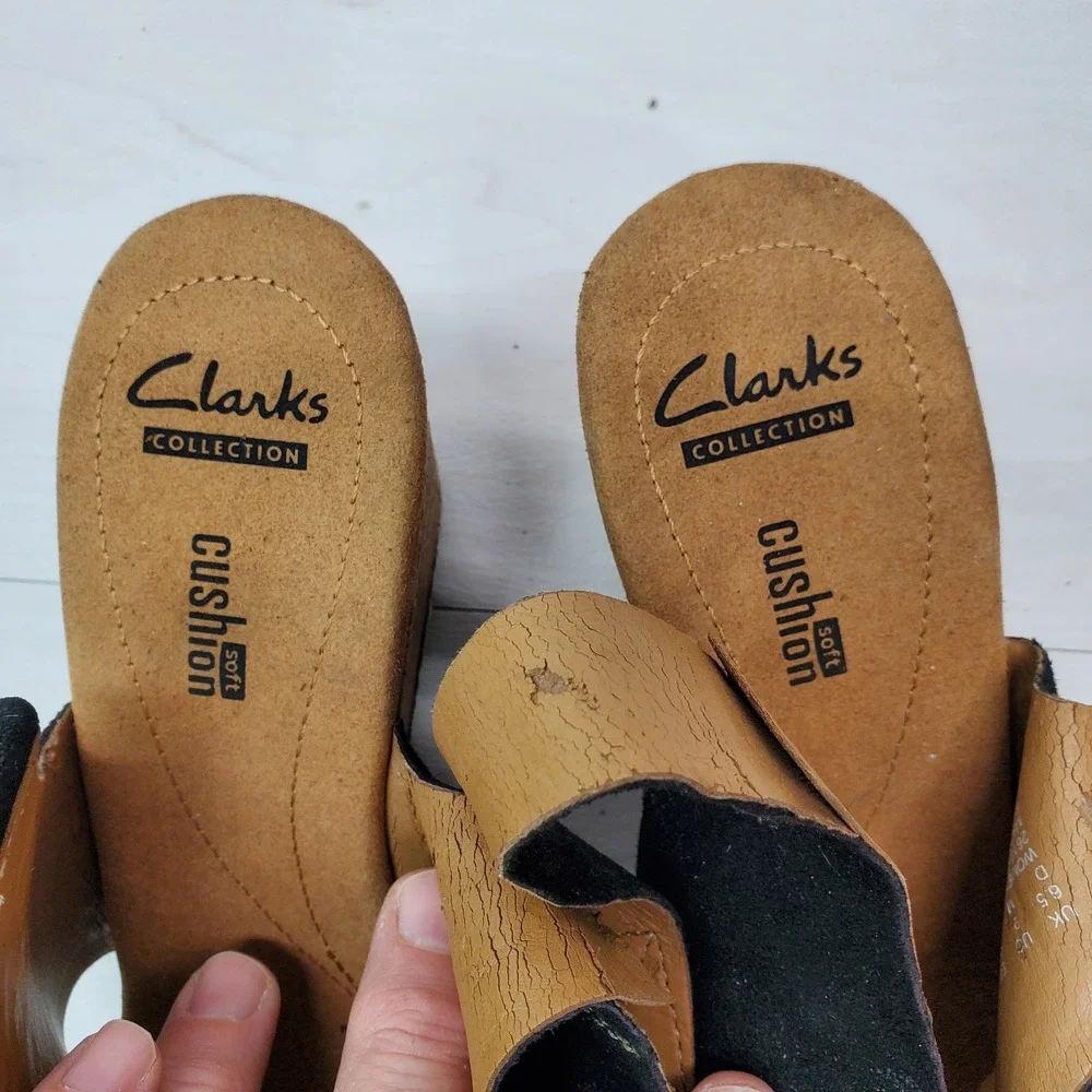 Collection By Clarks Cushion Soft Summer Sandals Size 9 Black Leather Fast Ship